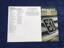 Peugeot 106 Price List